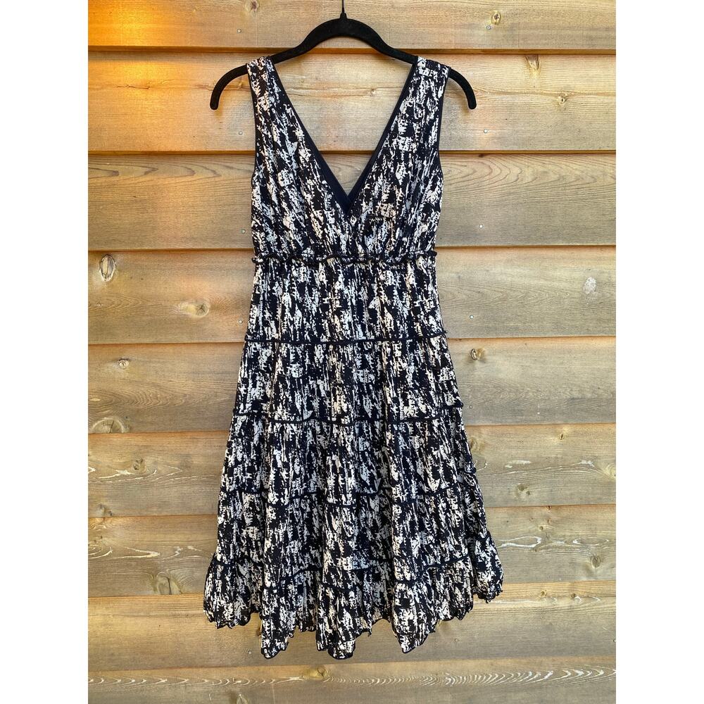 Style & Co black and white v neck ruffle dress